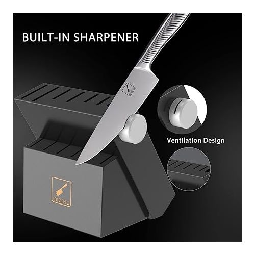  imarku Knife Set - Knife Sets for Kitchen with Block, 14PCS High Carbon Stainless Steel Kitchen Knife Set, Dishwasher Safe Knife Block Set with Ergonomic Handle, Unique Gifts for Men and Women