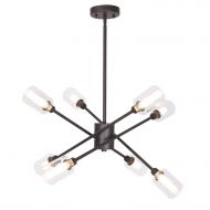 8 Lights Modern Chandeliers Sputnik Flush Mount Ceiling Light Oil Rubbed Bronze, Mid Century Pendant Light with Clear Glass Shade 8 Bulbs G9 Base Included by MELUCEE