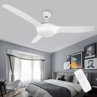 Depuley LED Ceiling Fan with Lighting and Remote Control, 58 W Fan with 18 W Light and Timer, 3 Colour Changes 3000 K - 6000 K, Adjustable Wind Speed, Super Quiet for Bedroom