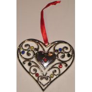 Lenox Silverplate Sparkle and Scrolls Heart Ornament