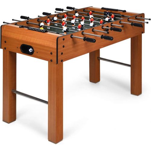  GYMAX 48 Foosball Table, Indoor Soccer Wood Game Table w/ 2 Balls, Competition Sized & Multi Person Table Soccer for Adults, Home, Game Room