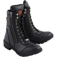 Milwaukee Leather MBL9301 Womens Black Lace-Up Boots with Side Zipper Entry - 6