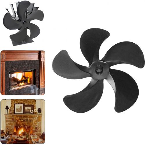  Baoblaze Silent Operation 5 Blade Heat Powered Stove Fan Attachment for Wood/Log Burner/Fireplace Environment Friendly Black