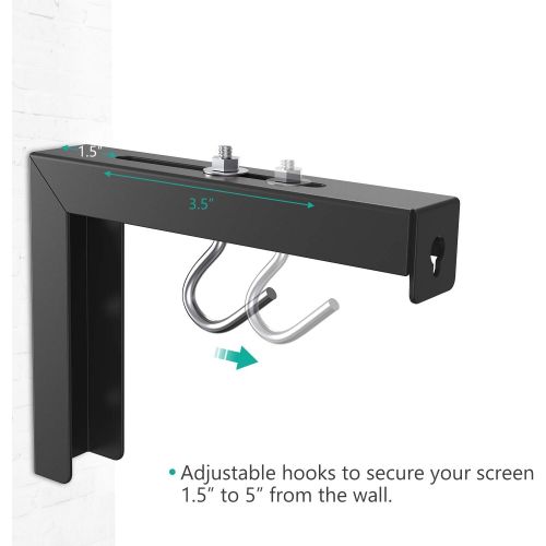  [아마존베스트]WALI Universal Projector Screen L-Bracket Wall Hanging Mount 6 inch Adjustable Extension with Hook Manual, Spectrum and Perfect Screen Placement up to 66 lbs, 30kg (PSM001-B), Black