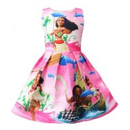 WNQY Moana Little Girls Printed Princess Dress Cartoon Party Dress