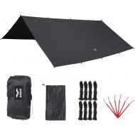 MIER Outdoor Ultralight Waterproof Tent Tarp Windproof Hammock Rain Fly SilNylon Ripstop Backpacking Camping Shelter, 6 Stakes and 8 Ropes Included