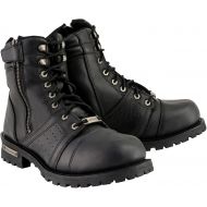 Milwaukee Leather MBM9000W Mens Black Lace-Up Wide-Width Leather Boots with Side Zipper Entry - 7W