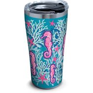 Tervis 1261331 Seahorse & Starfish Pattern Stainless Steel Tumbler with Clear and Black Hammer Lid 20oz, Silver