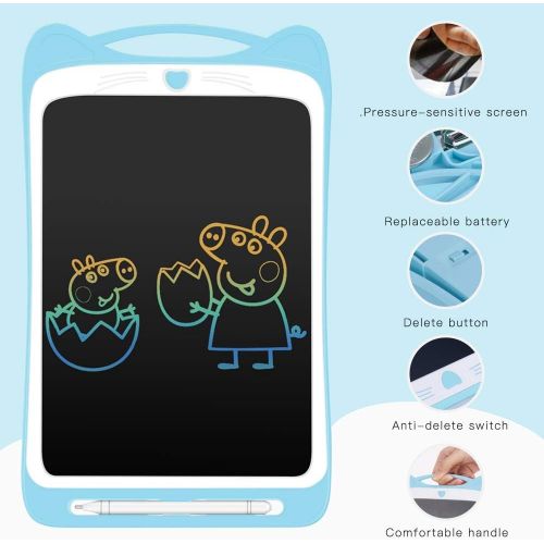  [아마존베스트]AGPTEK Colourful Writing Board LCD Childrens 12 Inch Screen, Electronic Writing Tablet with Brighter Writing, Digital Drawing Board with Anti-Clearance Function, Children Blue