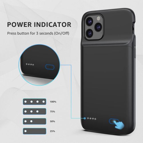  [아마존베스트]Battery Case for iPhone 11 Pro, Smiphee iPhone 11 Pro Battery Case, 4800mAh Portable Protective Charging Case Extended Rechargeable Charger Case Smiphee (Black).