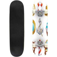 Puiuoo Sailing icon Stock Illustration Skateboard for Beginners Standard Skateboard for Adults Youth Kids Maple Double Kick Concave Boards Complete Skateboard 31x8