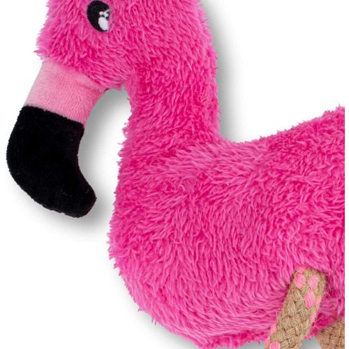  BECO PETS Fernando The Flamingo, Strong Double Stitched Cloth and Rope Interactive Dog Toy with Squeaker
