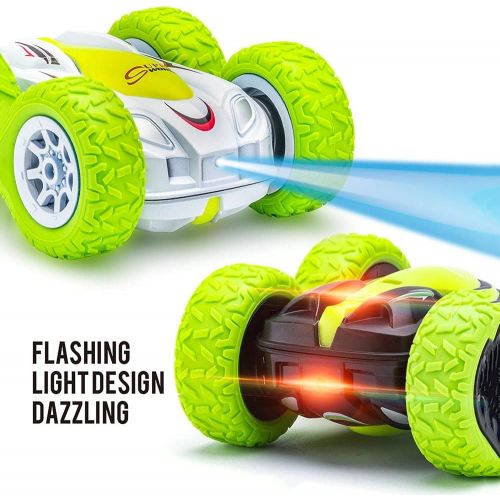  WZRYBHSD Childrens 2.4Ghz Remote Control Car Double-Sided Tumbling Stunt Car 360° Rotation Drift Racing Recharge RC Vehicle with Light for Boys Kids Christmas Birthday Gift