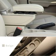 Maite Car Armrest Box Cover Center Console Armrest Box Oversized Storage Space Built-in LED Light, Removable Ashtray with Water Cup Holder for Nissan Sentra/Sylphy 2006-2016 Beige