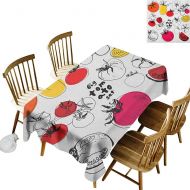 Kangkaishi kangkaishi Easy to Care for Leakproof and Durable Long tablecloths Outdoor Picnic Big Set of Sketched Tomatoes Organic Vegetables in Vivid Colors Fresh and Juicy W52 x L70 Inch Mul