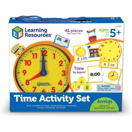  [아마존베스트]Learning Resources Time Activity Set, Homeschool, Analog Clock, Tactile Learning, 41 Pieces, Ages 5+