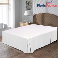 Floris Fashion Cal King Premium Egyptian Cotton White Solid Box Pleated Styling Classic Tailored Bedskirt Solid with Split Corners 20 Drop Wrinkle & Fade Resistant Free Grocery Bag