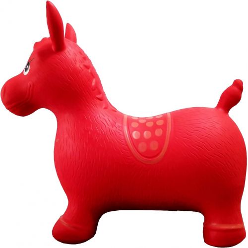  AppleRound Red Horse Hopper, Pump Included (Inflatable Space Hopper, Jumping Horse, Ride-on Bouncy Animal)