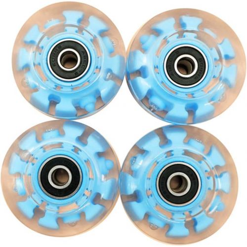  CALIDAKA 4 Pack Roller Skate Wheels Luminous Light Up Quad Roller Skate Wheels with Bearings for Double Row Skating and Skateboard 58 x 32mm/22.83 x 12.6 inch(Blue)