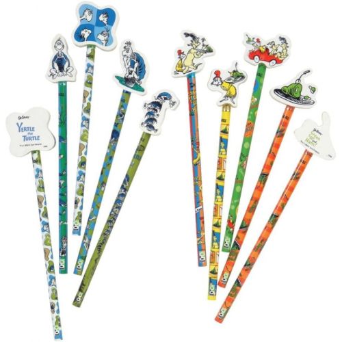  [무료배송]Raymond Geddes 66865 Dr. Seuss Number 2 Pencils With Giant Pencil Top Erasers (Pack of 36), One Size