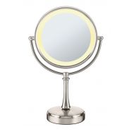 Conair 3-Way Touch Control Double-Sided Lighted Makeup Mirror - Lighted Vanity Makeup Mirror; 1x/8x magnification; Satin Nickel Finish