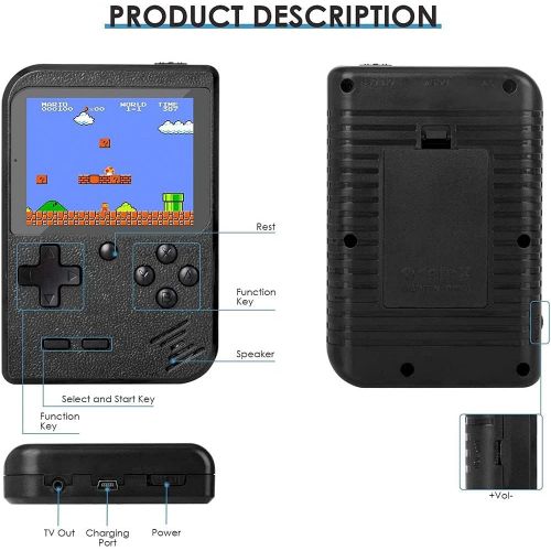  [아마존베스트]Jackky Handheld Game Console, Retro Mini Game Player with 500 Classic FC Games, 3.0 Inch Screen 800mAh Rechargeable Battery Portable Game Console Support TV Connection & Two Players for K