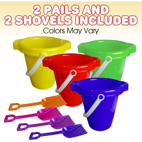  ArtCreativity Beach Sand Pail and Shovel Set, Includes 2 Sand Shovels and 2 Buckets, Fun Summer Beach Sand Toys, Sandcastle Building Toys, Practical Gift, Party Favor and Prize- Co