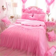 Lotus Auvoau Home Textile Elegant Design Pastoral Style Floral Lace Princess Bedding Set Girly Ruffle Duvet Cover Fashion Exquisite Butterfly jewelry Bed Skirt Twin Full Queen King Size