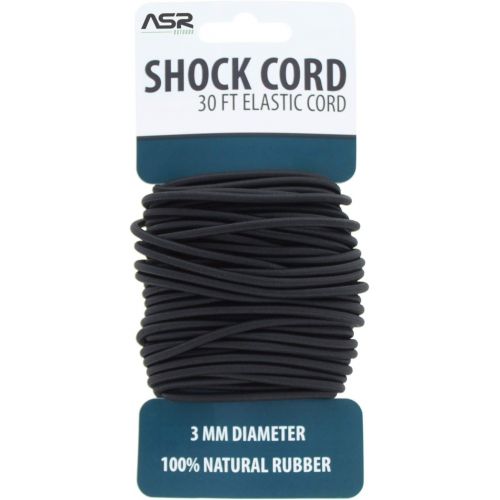  ASR Outdoor Elastic Shock Cord Natural Rubber 30 Feet 3mm Diameter, Black