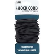 ASR Outdoor Elastic Shock Cord Natural Rubber 30 Feet 3mm Diameter, Black