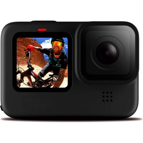 고프로 GoPro HERO9 Black - Waterproof Action Camera with Front LCD and Touch Rear Screens, 5K HD Video, 20MP Photos, 1080p Live Streaming, Stabilization + Sandisk 64GB Card and Extra Batt