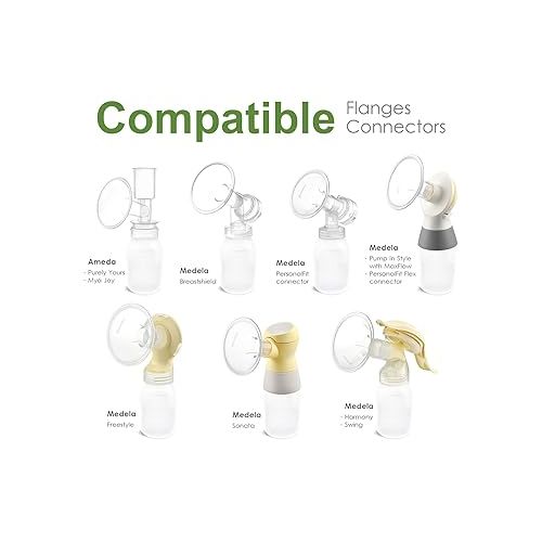  Maymom Breast Pump Bottle Compatible with Medela Pump in Style MaxFlow, Freestyle, Swing Maxi Pump, Maymom Breastshields; Compatible with Ameda MYA Joy, Finesse and Purely Yours Pumps; 8pc/pk
