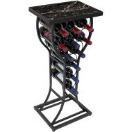 Sorbus Stand Console Table-Freestanding Storage Organizer Display Small Spaces, Holds 11 Bottles, Metal with Faux Finish (Marble Wine Rack-Black)