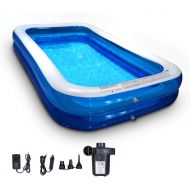 Bysesion GT2-XJ Inflatable Swimming Pool, Family Full-Sized Above Ground Swimming Pools with Air Pump Outdoor Backyard Lounge Pool