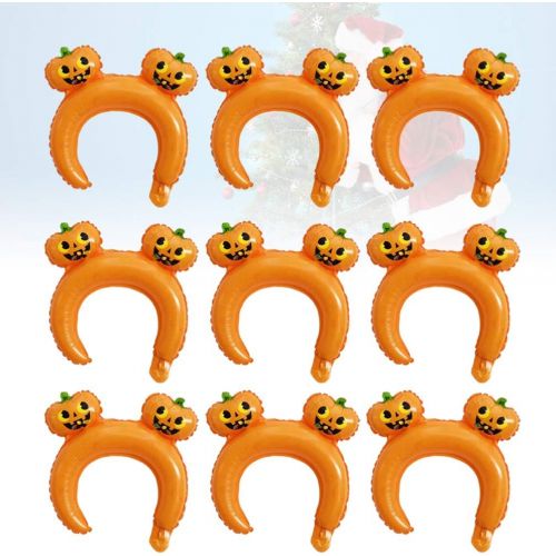  할로윈 용품AMOSFUN 24 Pcs Halloween Inflatable Headband Pumpkin Headdress Balloons Foil Headwear Party Decoration