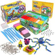 [아마존베스트]Creative Kids Air Dry Clay Modeling Crafts Kit - Super Light Nontoxic - 50 Vibrant Colors & 6 Clay Tools - STEM Educational DIY Molding Set - Easy Instructions  Gift for Boys & Gi