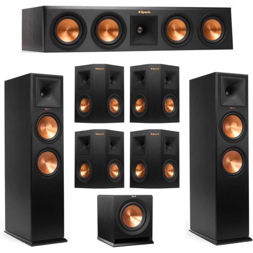 클립쉬 Klipsch 7.1 System with 2 RP 280F Tower Speakers, 1 RP 440C Center Speaker, 4 Klipsch RP 240S Surround Speaker, 1 Klipsch R 110SW Subwoofer + AudioQuest Bundle