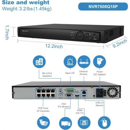  [아마존베스트]Anpviz 8CH 4K PoE NVR (1080p/3MP/4MP/5MP/6MP/8MP/4K) POE Network Video Recorder IP Home Security Camera System Video Recorder,H.265+ ONVIF Compliant, IVMS4200 Backup Without HDD