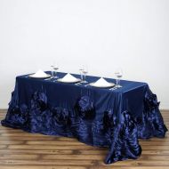 Efavormart.com Efavormart 90x132 Navy Large Rosette Oblong Rectangular Lamour Satin Tablecloth for Wedding Party Dining Birthday