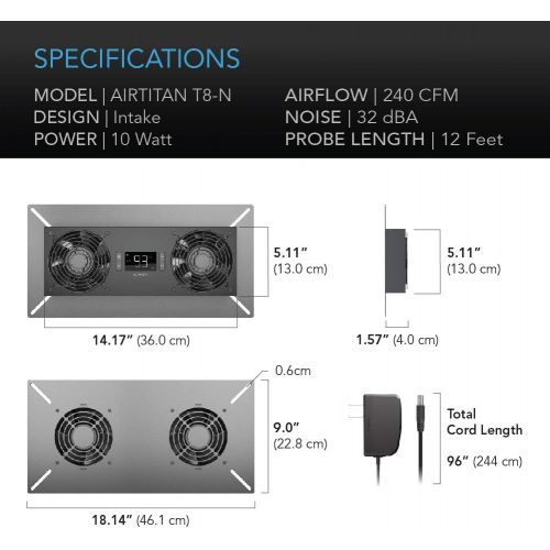  AC Infinity AIRTITAN T8-N, Crawlspace Basement Ventilator Fan, with Temperature and Dehumidistat Controller, IP-44 Rated, Intake