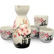 [아마존베스트]Happy Sales Japanese Sake Set White and Pink Blossom