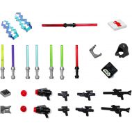 LEGO Star Wars Accessory and Weapons Pack - 8 Lightsabers, 8 Blasters, 2 Display Stands and More