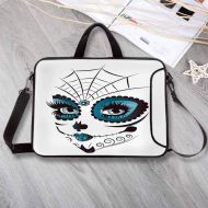 YOLIYANA Skull Portable Neoprene Laptop Bag,Graphic of Cute Dead Skull Teen Girl Face with Make Up and Ornate Design Print Laptop Bag for Travel Office School,17.3”L x 13”W x 0.8”H