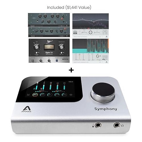  Apogee Symphony Desktop - Pro Audio Interface with Touch-Screen Display, Headphone Amp with Phantom Power for Recording, Live-Stream & Podcast, works with Mac, PC, iPhone, and iPad