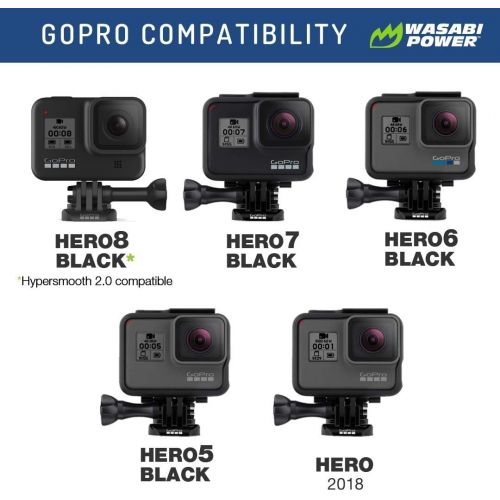  Wasabi Power Battery (2-Pack) and Triple Charger for GoPro Hero 8 Black (Fully Compatible), Hero 7 Black, Hero 6 Black, Hero 5 Black, Hero 2018, Fully Compatible with Original