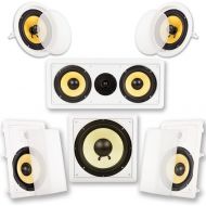 Acoustic Audio by Goldwood Acoustic Audio HD518 In-Wall/Ceiling Home Theater 8 Surround 5.1 Speaker System, White