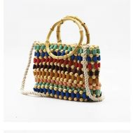 YUANLIFANG Fashion Beaded Bag for Women Summer Rattan Shoulder Handbags Handmade Woven Beach Bags Travel Casual Clutch