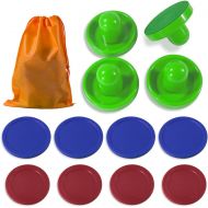 JS&YY Air Hockey Pucks and Paddles,Set 4 Pushers and 8 Pucks,Air Hockey Accessories,Two Sizes of Pucks,Suitable for Hockey Tables Over 4 feet2