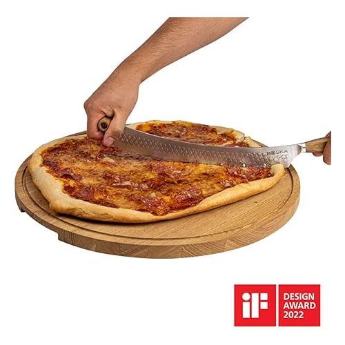  BOSKA Stainless Steel Cheese Knife - For All Types of Cheese Pizza - Multi-Functional Cheese Slicer - Handheld Slicer - Silver Non-Stick Oak Wood - Dishwasher Safe - For Kitchen Cooking