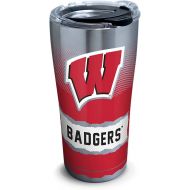 Tervis 1266063 Wisconsin Badgers Knockout Stainless Steel Tumbler with Clear and Black Hammer Lid 20oz, Silver